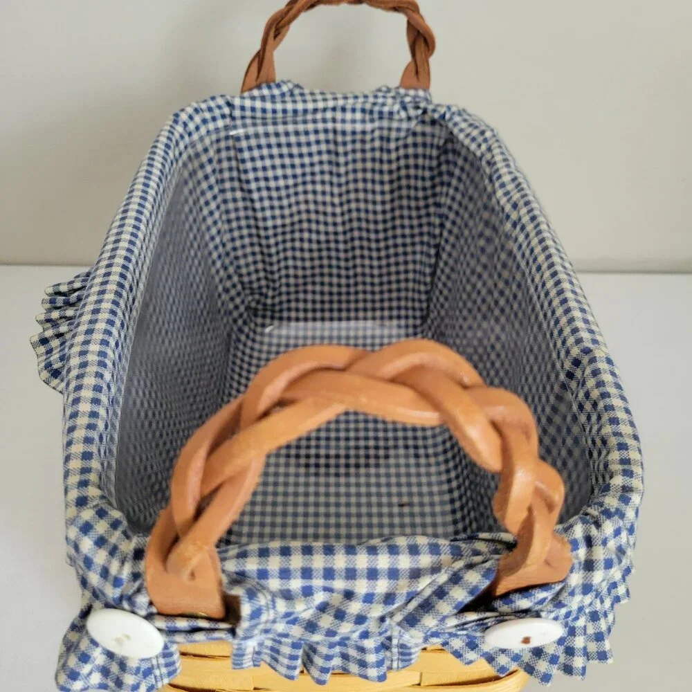 Peterboro Basket Co Braided Leather Handles Basket w Plastic insert 10